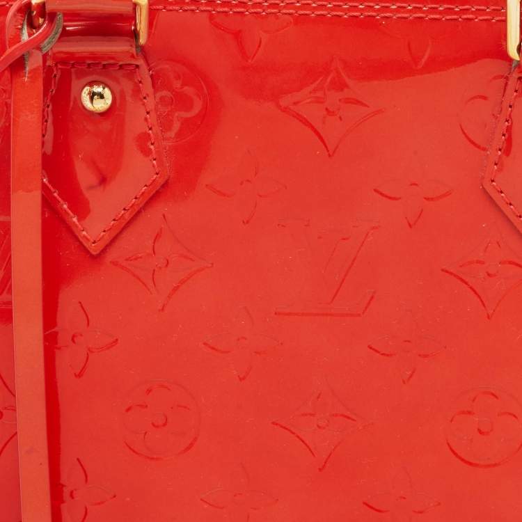 Pre Owned Louis Vuitton Rouge Grenadine Monogram Vernis Alma PM Bag