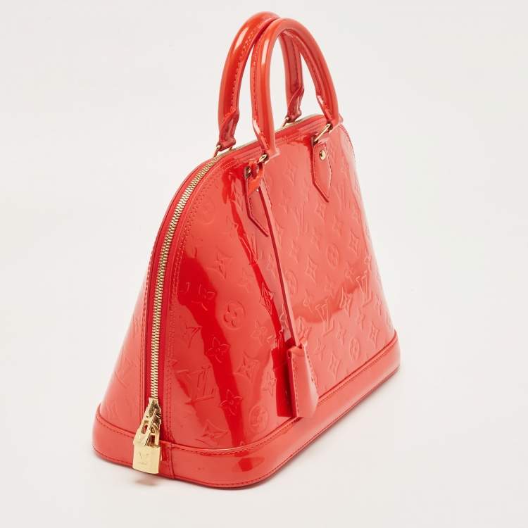Pre Owned Louis Vuitton Rouge Grenadine Monogram Vernis Alma PM Bag