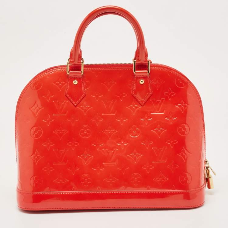 Pre Owned Louis Vuitton Rouge Grenadine Monogram Vernis Alma PM Bag