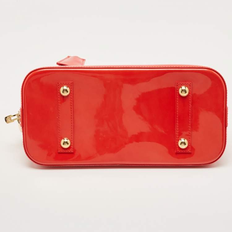 Pre Owned Louis Vuitton Rouge Grenadine Monogram Vernis Alma PM Bag