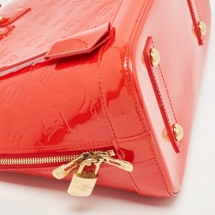 Pre Owned Louis Vuitton Rouge Grenadine Monogram Vernis Alma PM Bag