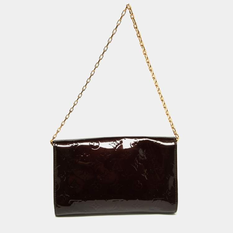 Pre Owned Louis Vuitton Amarante Monogram Vernis Ana Clutch Bag