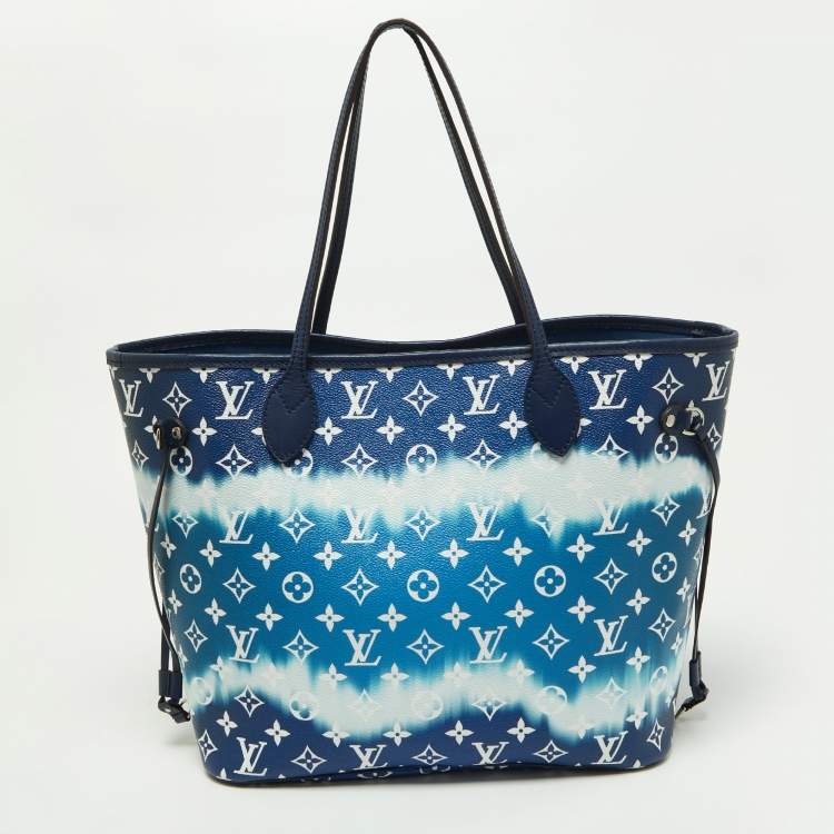 Pre Owned Louis Vuitton Blue Monogram Canvas Escale Neverfull MM Bag