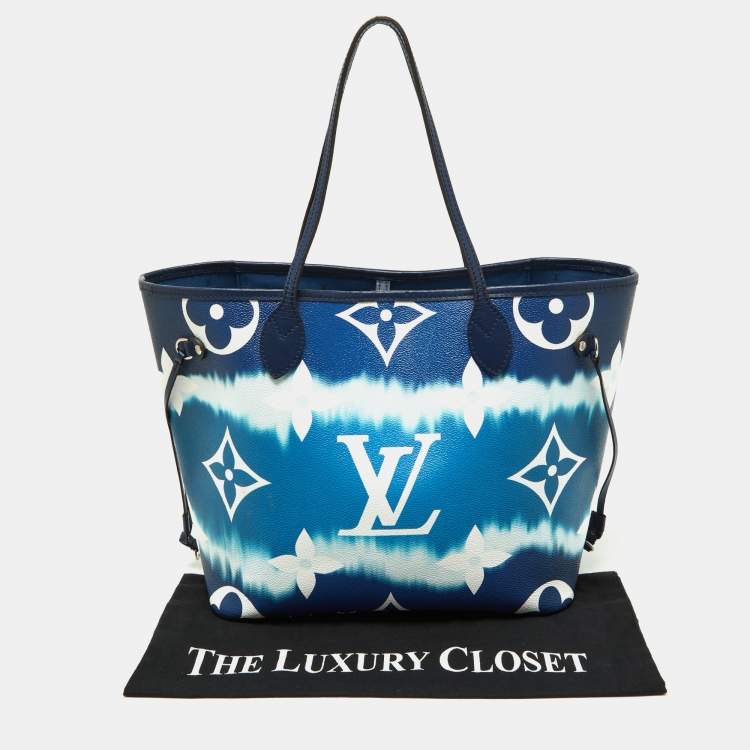 Pre Owned Louis Vuitton Blue Monogram Canvas Escale Neverfull MM Bag