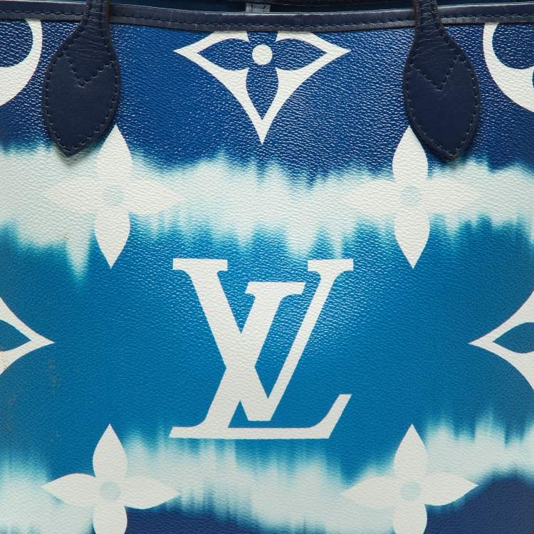 Pre Owned Louis Vuitton Blue Monogram Canvas Escale Neverfull MM Bag