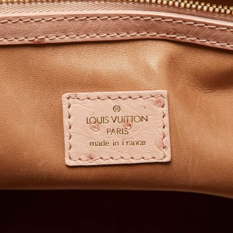 Pre Owned Louis Vuitton Poudre Ostrich Limited Edition Frame Speedy Bag