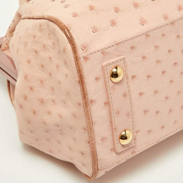 Pre Owned Louis Vuitton Poudre Ostrich Limited Edition Frame Speedy Bag