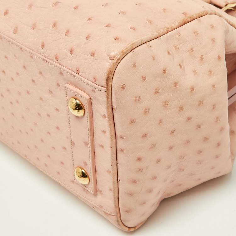 Pre Owned Louis Vuitton Poudre Ostrich Limited Edition Frame Speedy Bag