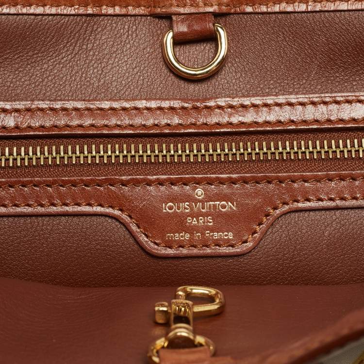 Pre Owned Louis Vuitton Brown/White Monogram Charms Leather and Vinyl Linda Bag