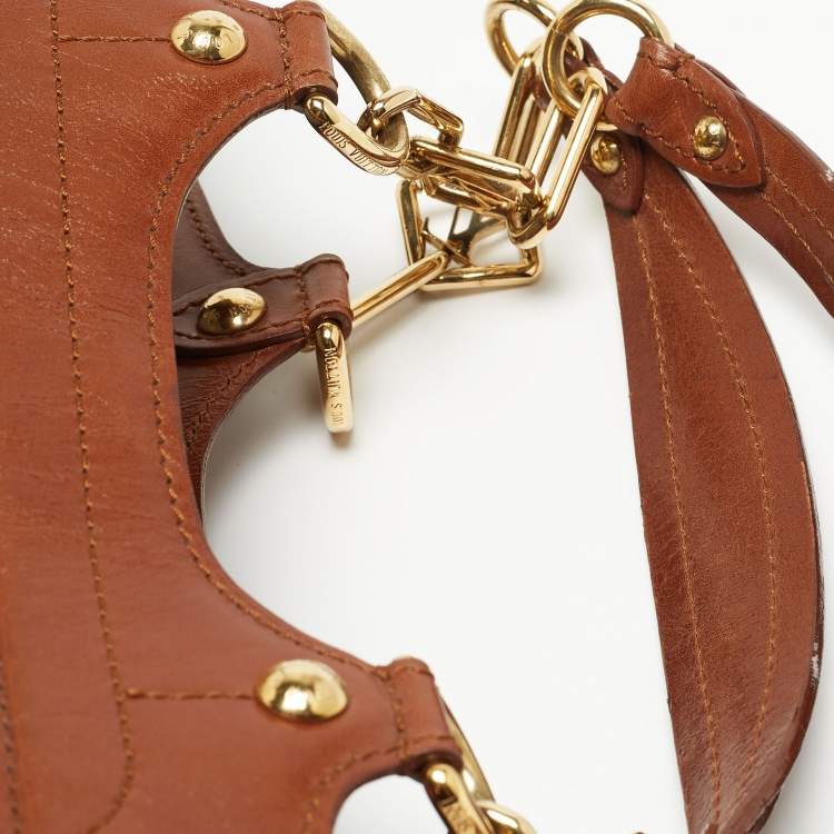 Pre Owned Louis Vuitton Brown/White Monogram Charms Leather and Vinyl Linda Bag