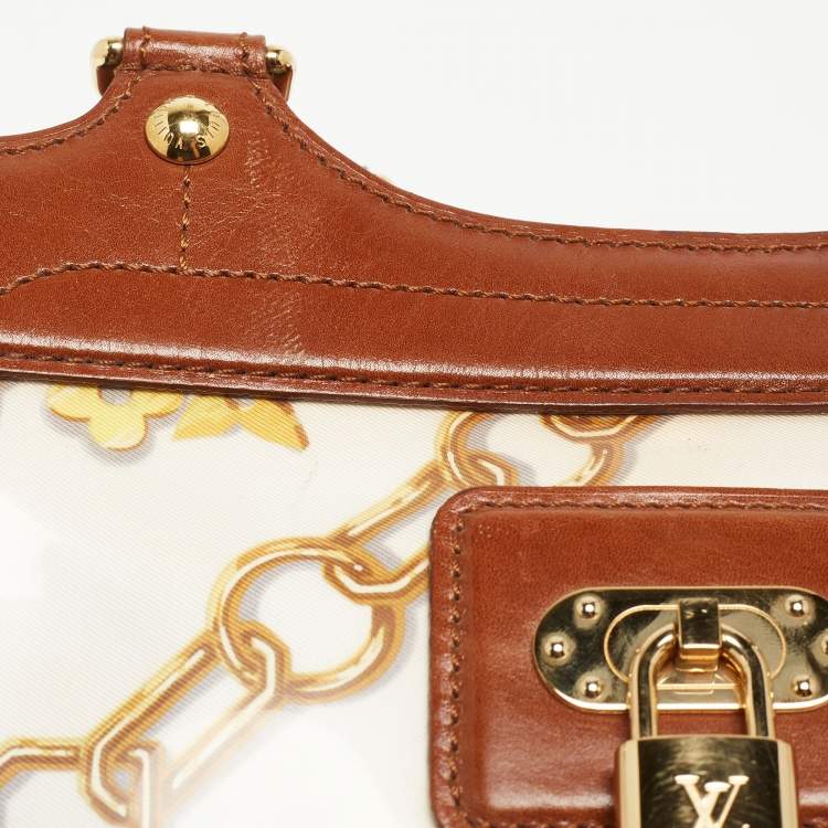 Pre Owned Louis Vuitton Brown/White Monogram Charms Leather and Vinyl Linda Bag
