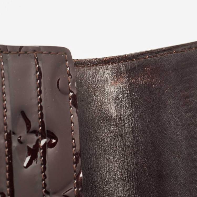 Pre Owned Louis Vuitton Burgundy Monogram Vernis Sarah Wallet