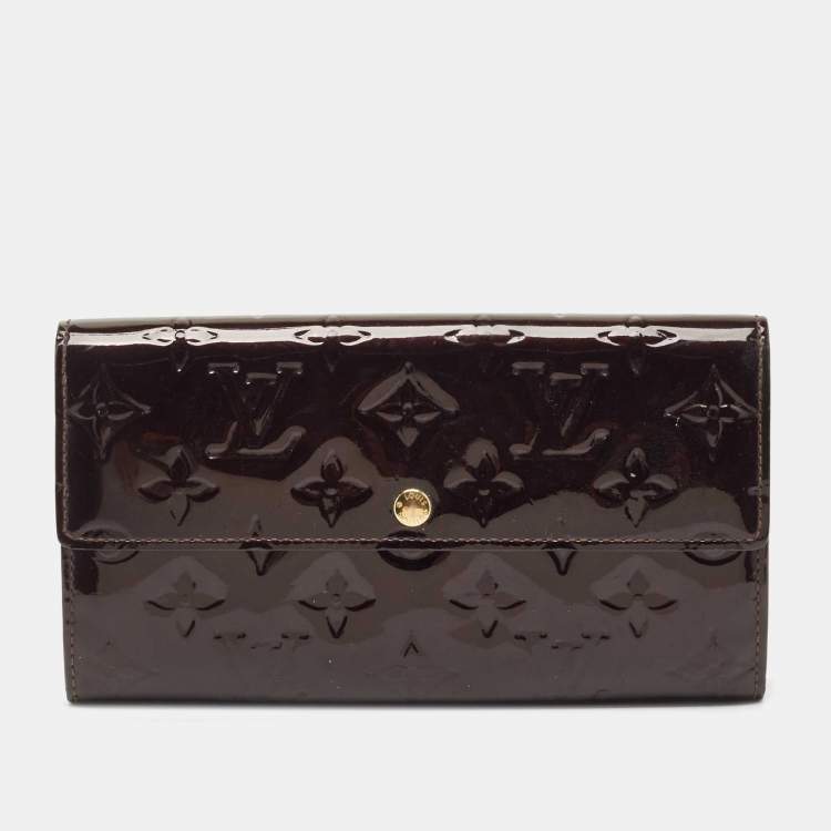 Pre Owned Louis Vuitton Burgundy Monogram Vernis Sarah Wallet