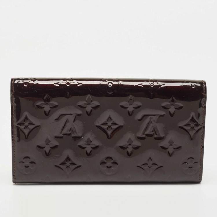 Pre Owned Louis Vuitton Burgundy Monogram Vernis Sarah Wallet