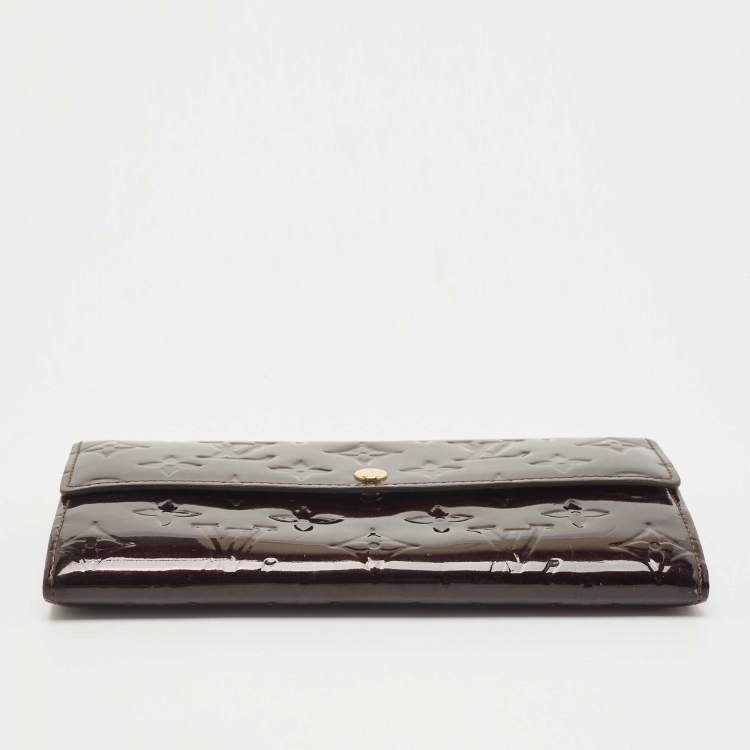 Pre Owned Louis Vuitton Burgundy Monogram Vernis Sarah Wallet