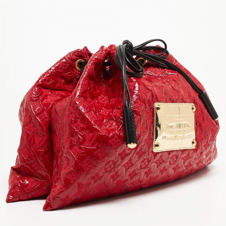 Pre Owned Louis Vuitton Red Monogram Vinyl and Canvas Squishy Bag