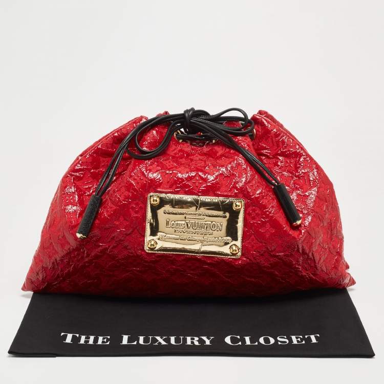 Pre Owned Louis Vuitton Red Monogram Vinyl and Canvas Squishy Bag