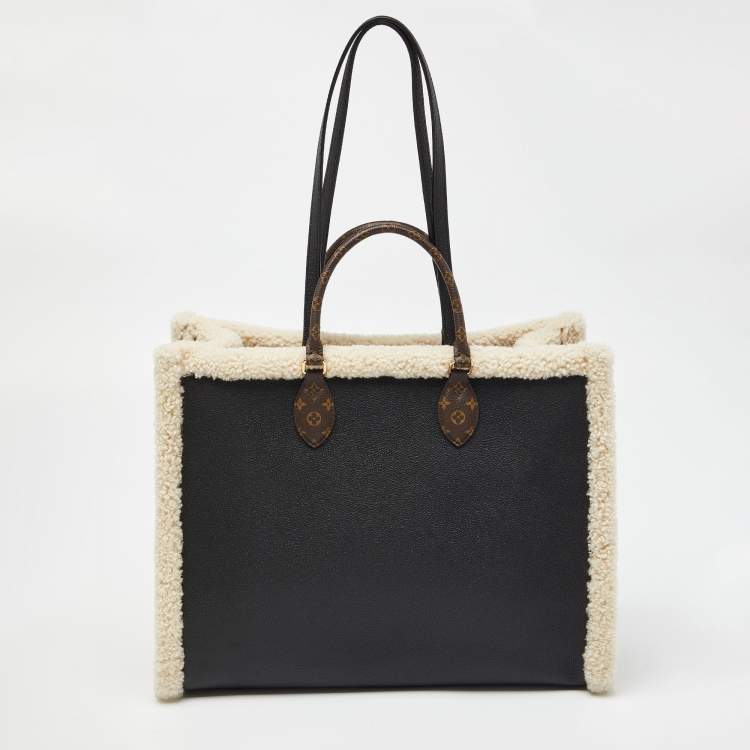 Pre Owned Louis Vuitton Black Shearling Monogram OnTheGo GM Bag