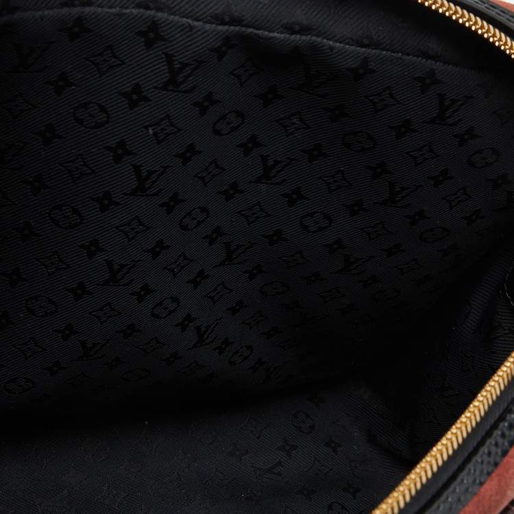 Pre Owned Louis Vuitton Brown Suede and Leather Havana Stamped Trunk GM Bag
