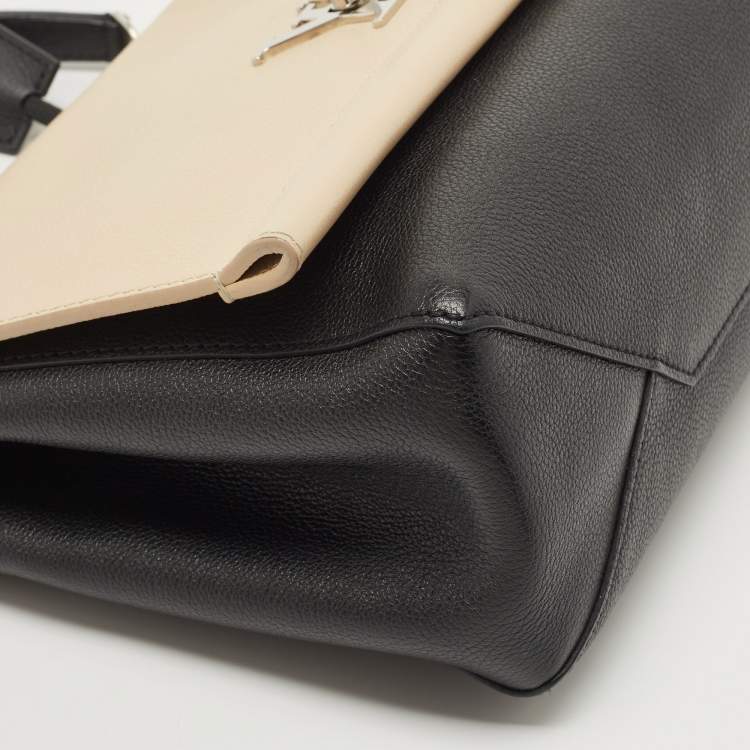 Pre Owned Louis Vuitton Black/Beige Leather Lockme II Bag