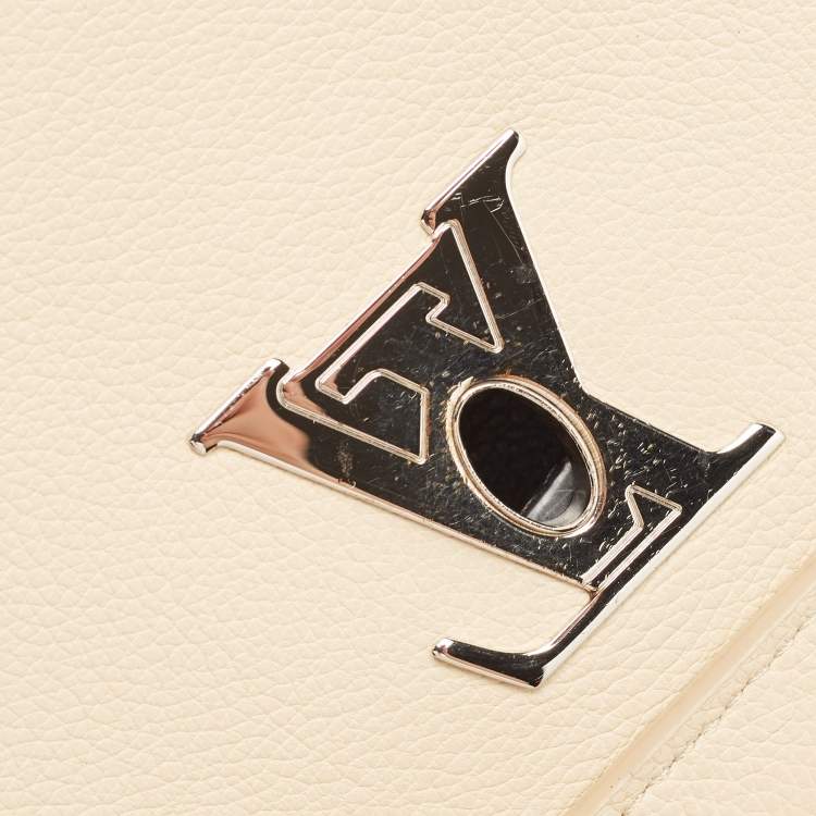 Pre Owned Louis Vuitton Black/Beige Leather Lockme II Bag