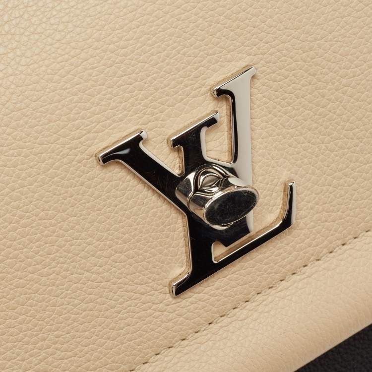 Pre Owned Louis Vuitton Black/Beige Leather Lockme II Bag