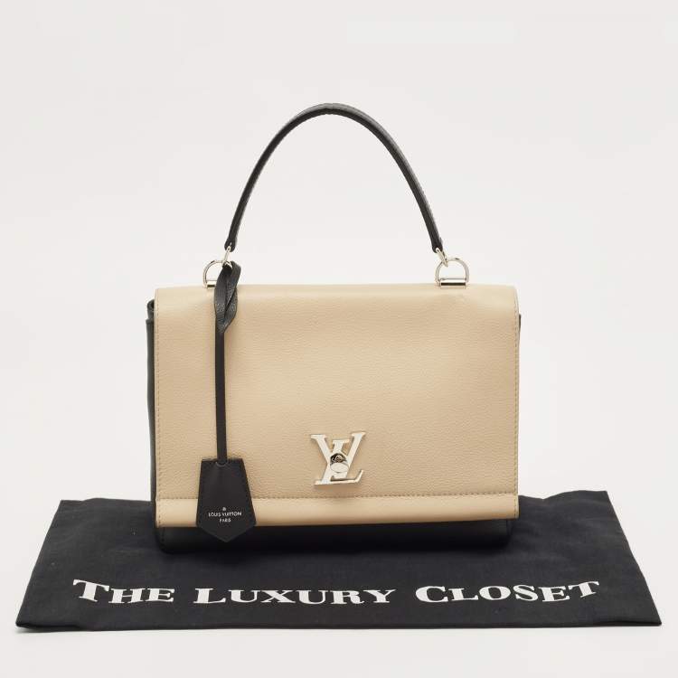 Pre Owned Louis Vuitton Black/Beige Leather Lockme II Bag
