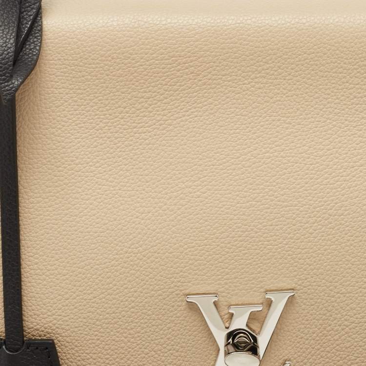 Pre Owned Louis Vuitton Black/Beige Leather Lockme II Bag