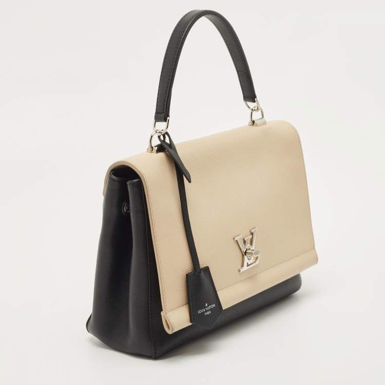 Pre Owned Louis Vuitton Black/Beige Leather Lockme II Bag