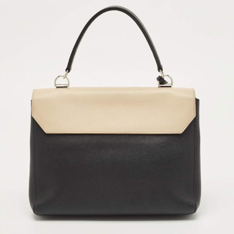 Pre Owned Louis Vuitton Black/Beige Leather Lockme II Bag