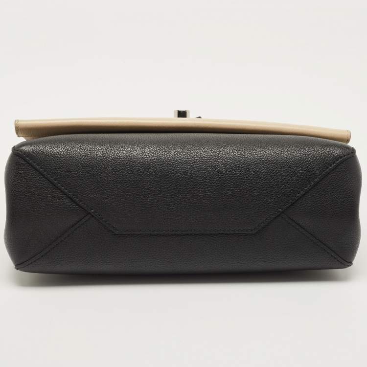 Pre Owned Louis Vuitton Black/Beige Leather Lockme II Bag