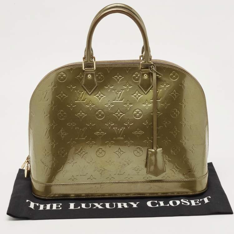 Pre Owned Louis Vuitton Vert Olive Monogram Vernis Leather Alma GM Bag