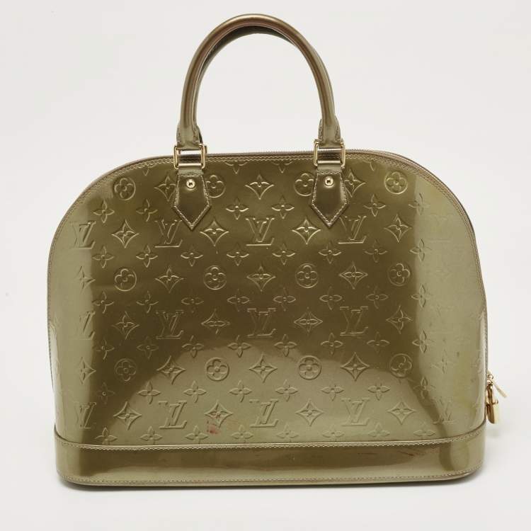 Pre Owned Louis Vuitton Vert Olive Monogram Vernis Leather Alma GM Bag