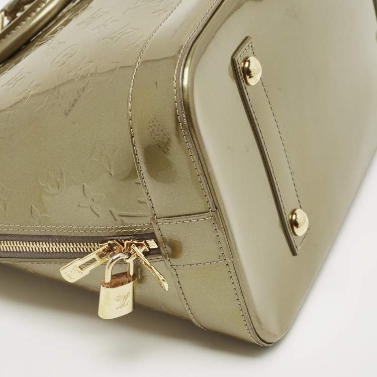 Pre Owned Louis Vuitton Vert Olive Monogram Vernis Leather Alma GM Bag