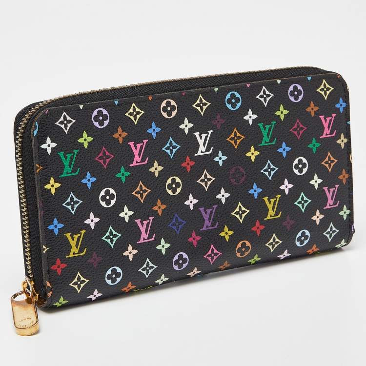 Pre Owned Louis Vuitton Black Multicolore Monogram Canvas Zippy Wallet