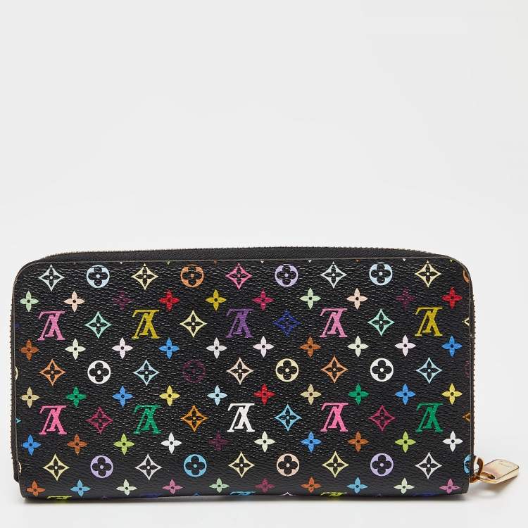 Pre Owned Louis Vuitton Black Multicolore Monogram Canvas Zippy Wallet