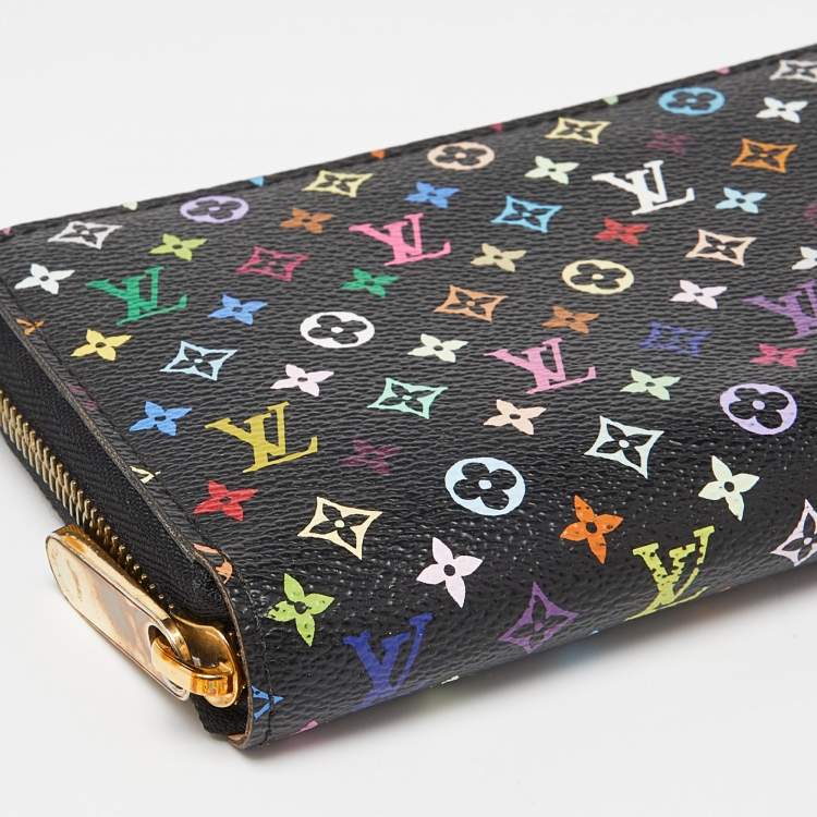 Pre Owned Louis Vuitton Black Multicolore Monogram Canvas Zippy Wallet