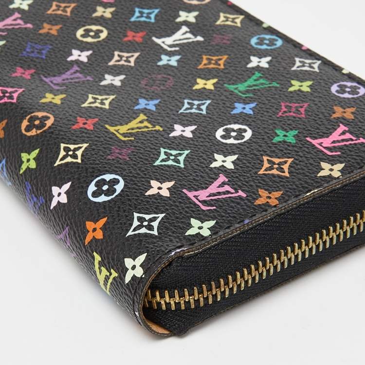 Pre Owned Louis Vuitton Black Multicolore Monogram Canvas Zippy Wallet