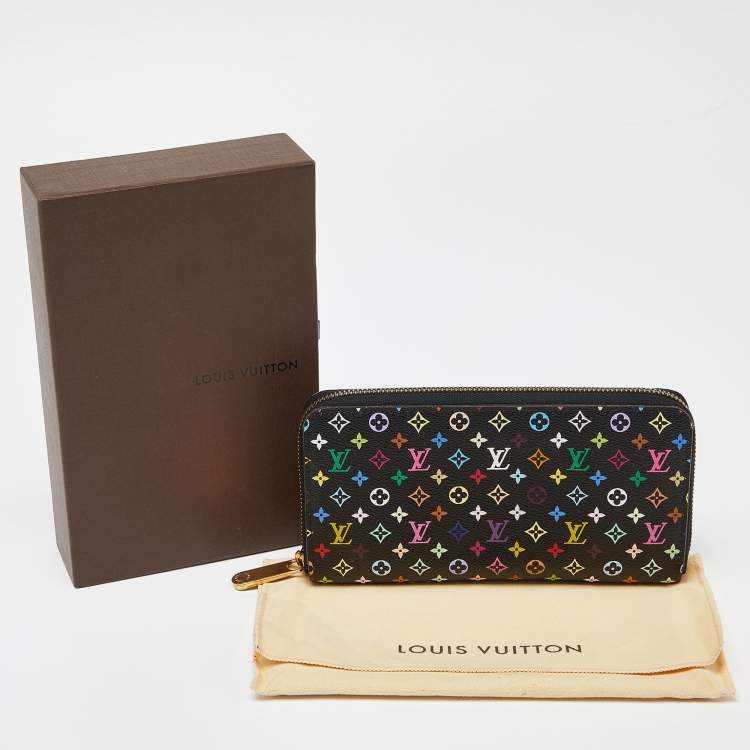 Pre Owned Louis Vuitton Black Multicolore Monogram Canvas Zippy Wallet