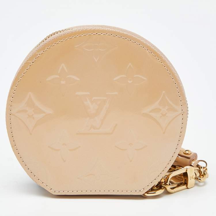 Pre Owned Louis Vuitton Rose Florentine Monogram Vernis Round Coin Purse