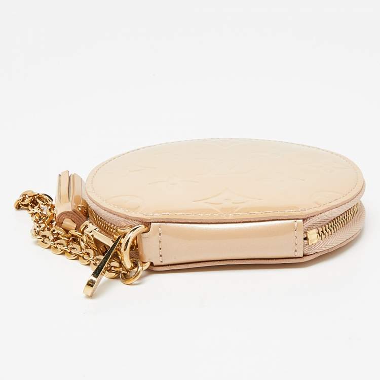 Pre Owned Louis Vuitton Rose Florentine Monogram Vernis Round Coin Purse