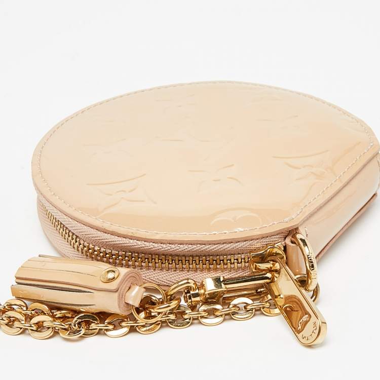 Pre Owned Louis Vuitton Rose Florentine Monogram Vernis Round Coin Purse