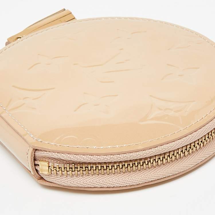 Pre Owned Louis Vuitton Rose Florentine Monogram Vernis Round Coin Purse