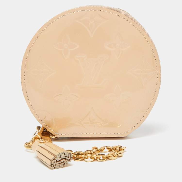 Louis Vuitton Monogram Vernis Round Coin Purse Beige Florentine