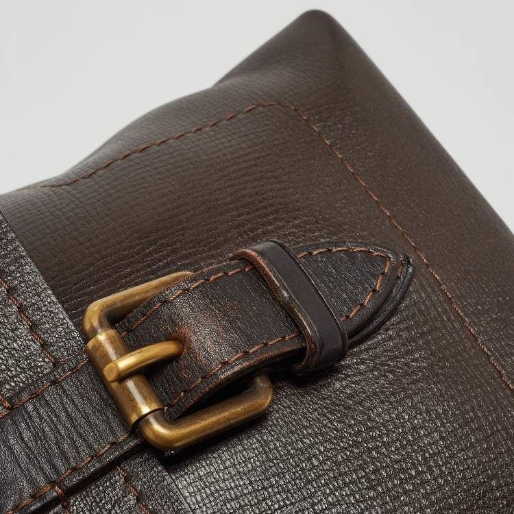 Pre Owned Louis Vuitton Coffee Utah Leather Yuma Small Messenger Bag