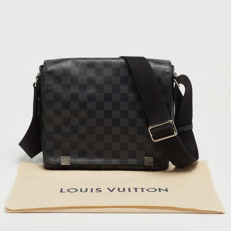 Pre Owned Louis Vuitton Damier Ebene Graphite Canvas District PM Bag