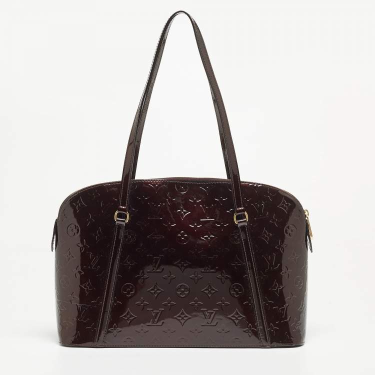 Pre Owned Louis Vuitton Amarante Monogram Vernis Avalon Zipped Bag