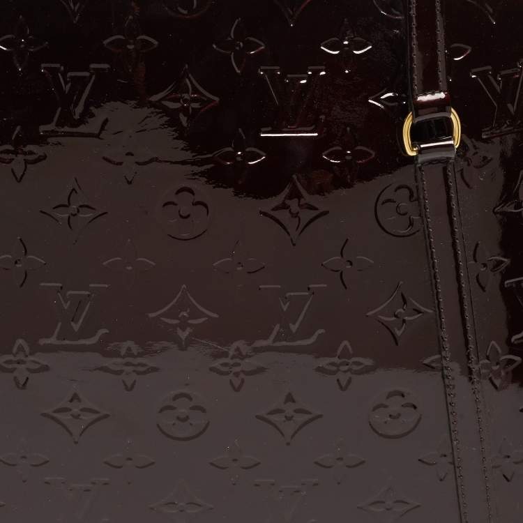 Pre Owned Louis Vuitton Amarante Monogram Vernis Avalon Zipped Bag