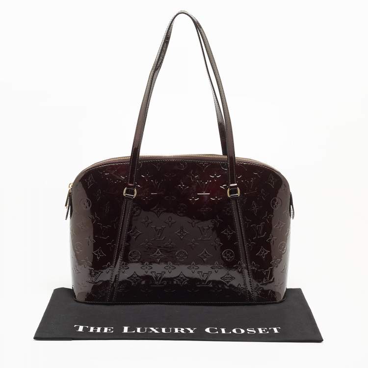 Pre Owned Louis Vuitton Amarante Monogram Vernis Avalon Zipped Bag