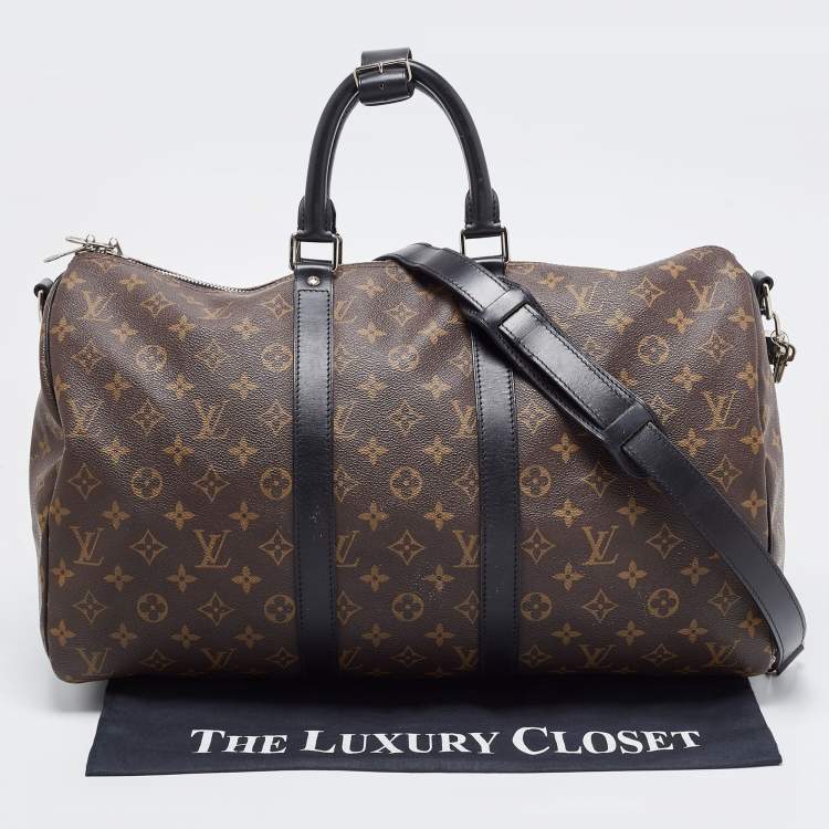 Pre Owned Louis Vuitton Brown Canvas Monogram Keepall Bandouliere 45 Duffel Bag